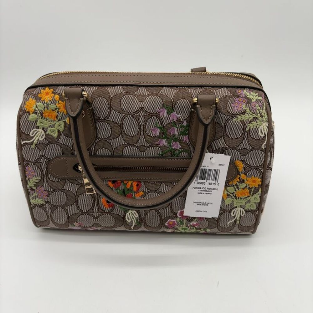 Coach Bag With Floral Embroidery - Picture 4 of 9